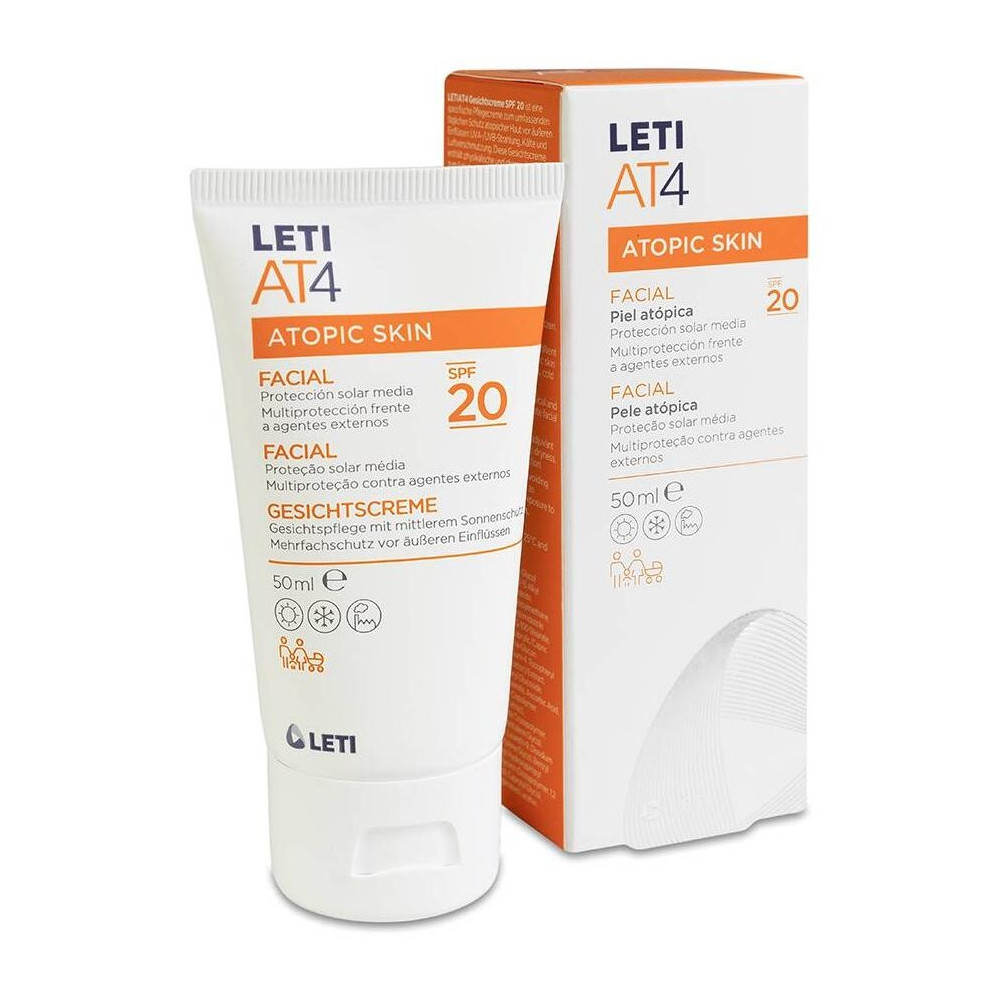 Leti At-4 Crema Facial Spf 20 Piel Atópica Y/O Seca, 50 Ml