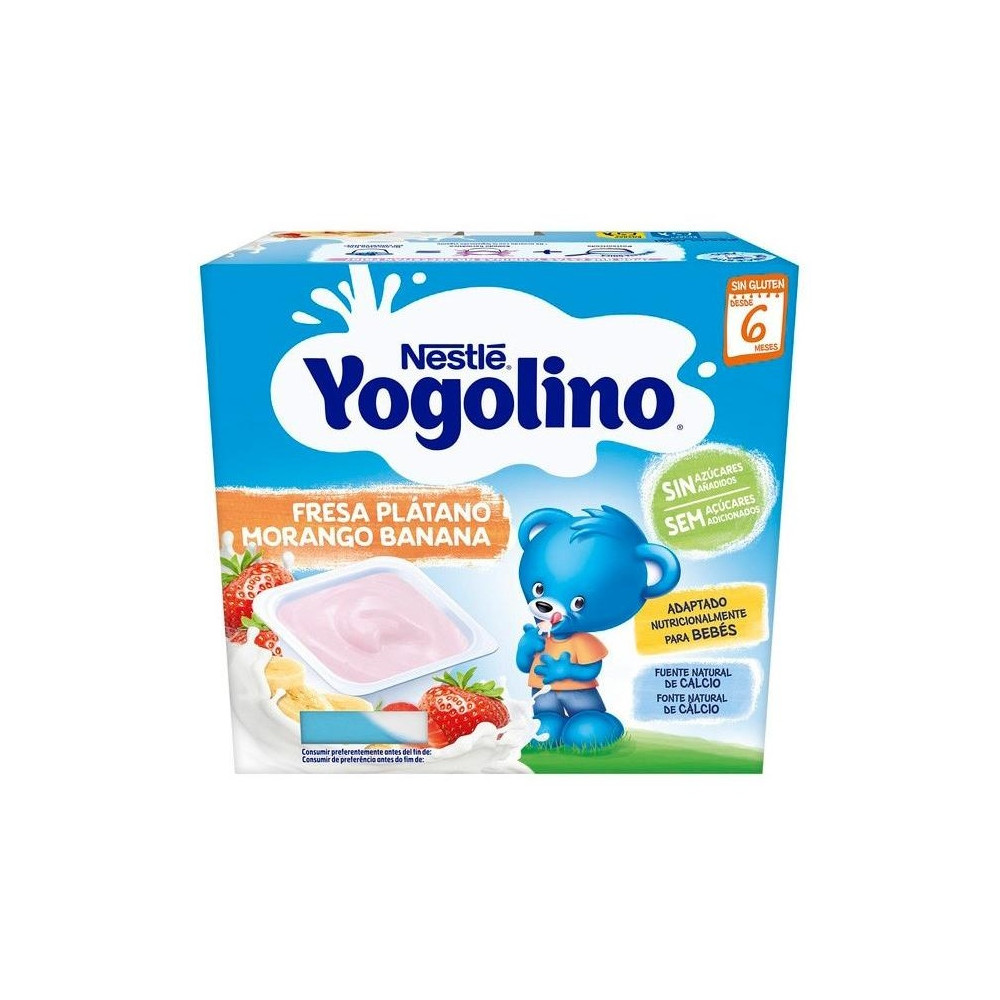 Nestlé Yogolino Fresa Platano Sin Azúcar 100G 4 Unidades