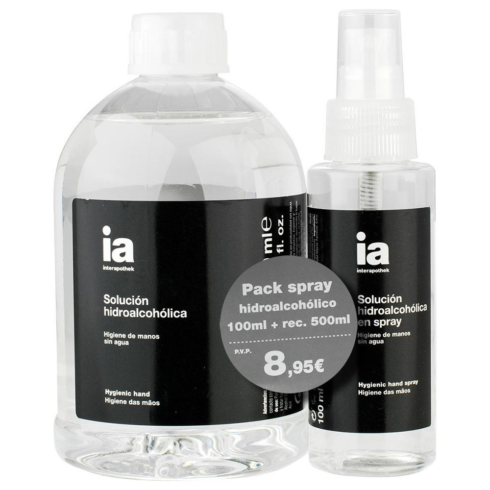 Interapothek Spray Solución Hidroalcohólica 100Ml + Recarga 500Ml