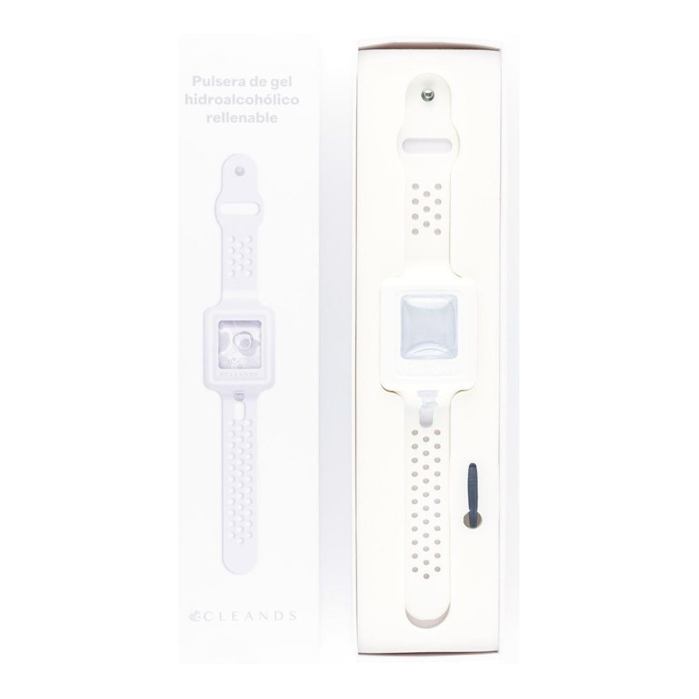 Cleands Pulsera Gel Hidroalcohólico Rellenable Blanca 10Ml