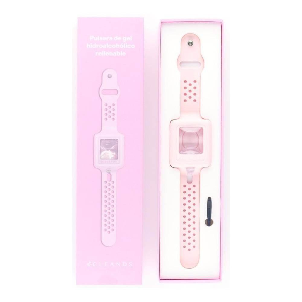 Cleands Pulsera Gel Hidroalcohólico Rellenable Rosa 10Ml