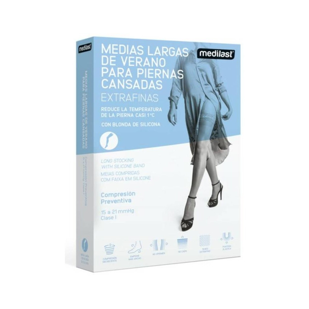 Medilast Media Larga Con Blonda Compresión Normal Unisex Beige , 1 Ud