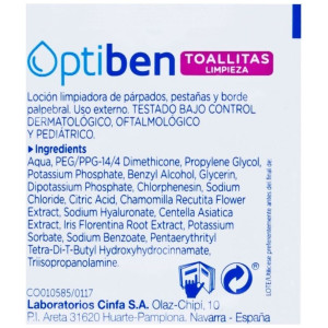 Optiben Toallita Con Loción Limpiadora Higiene, 30 Uds