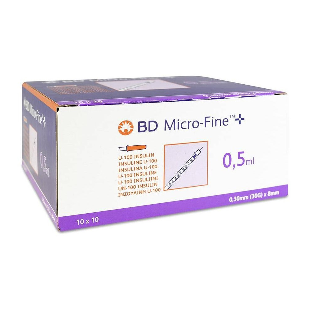 Bd Plastipak Jeringa-Aguja Insulina 0,5 100U 8/30, 10 Uds