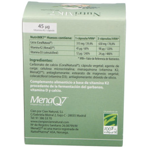 100% Natural Nutrimk7 Huesos 60 Cápsulas Gelatina