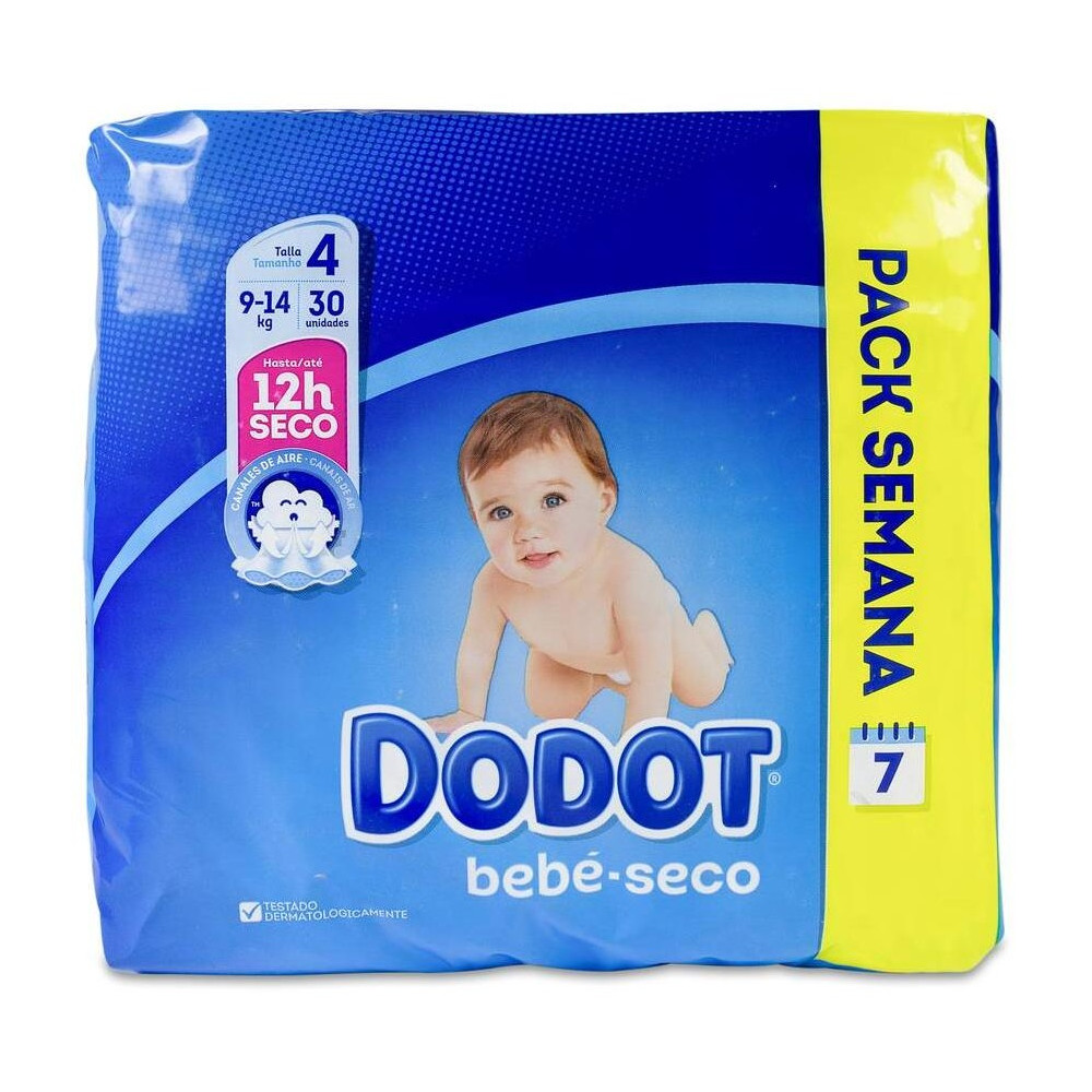 Pack Dodot Semana Talla 4 9-15 Kg, 30 Pañales