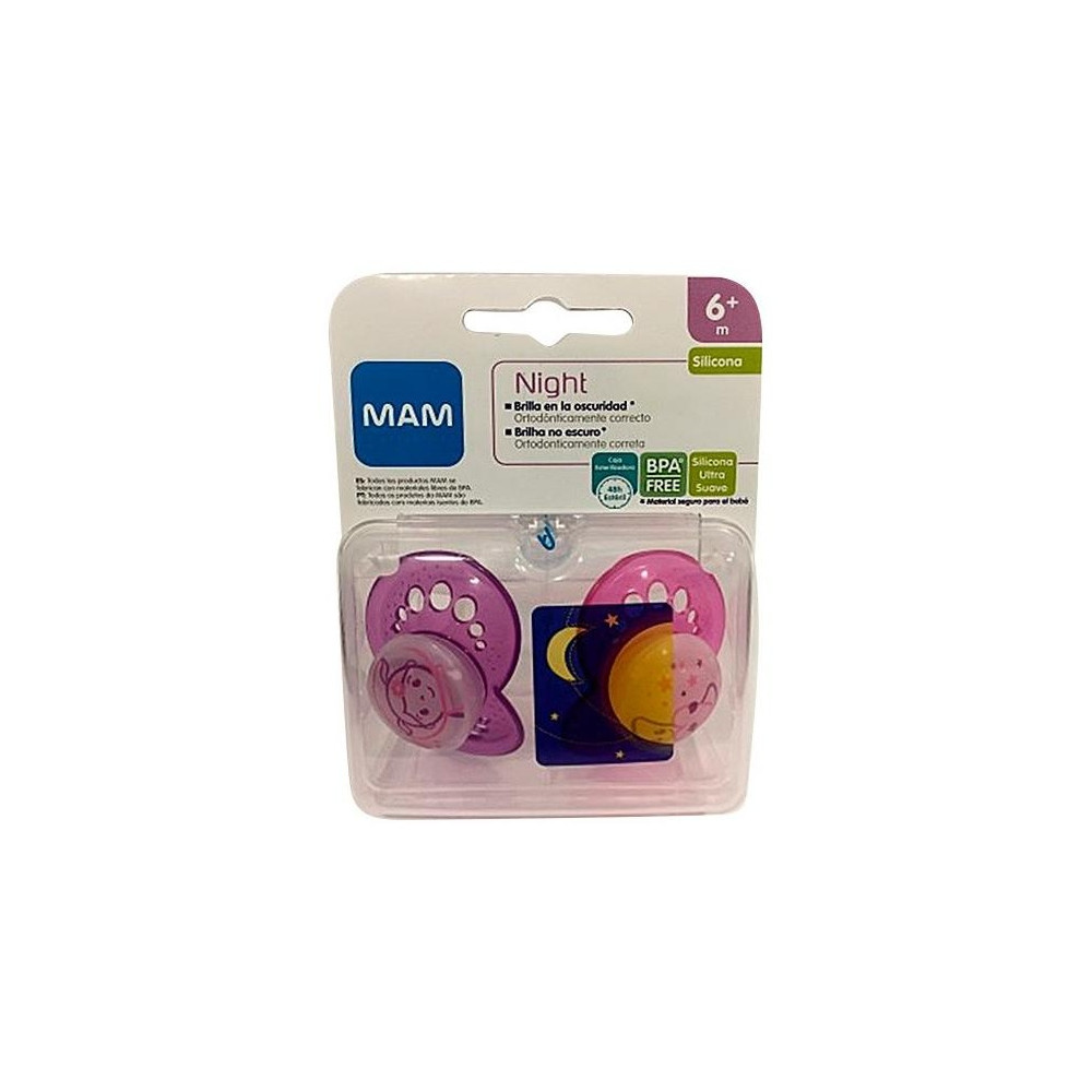 Mam Baby Chupete Silicona Original Night + 6 M Pack D
