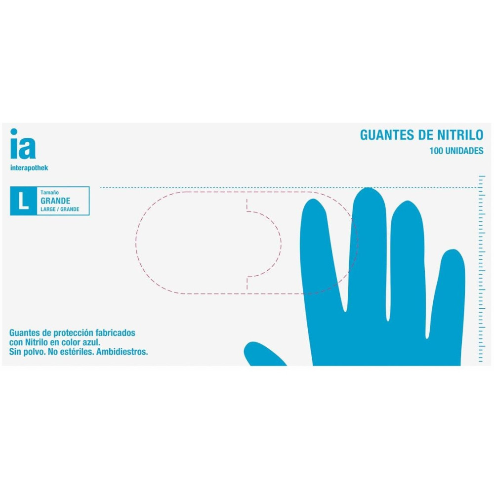 Interapothek Guantes Nitrilo Sin Polvo Talla L 100Uds