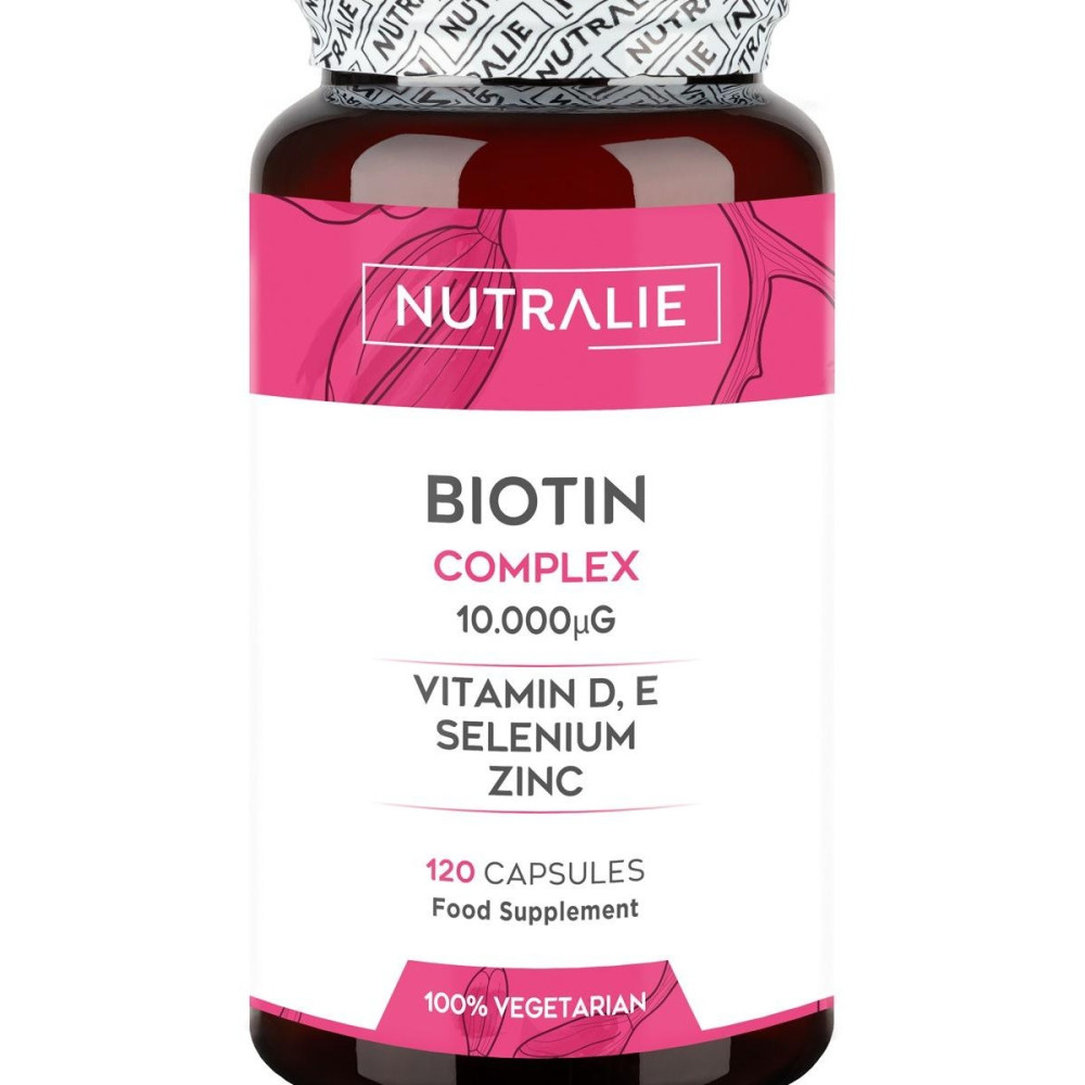 Nutralie Biotina Complex + Vit D Y E 10000Mcg Pelo, Piel, Uñas 120Caps
