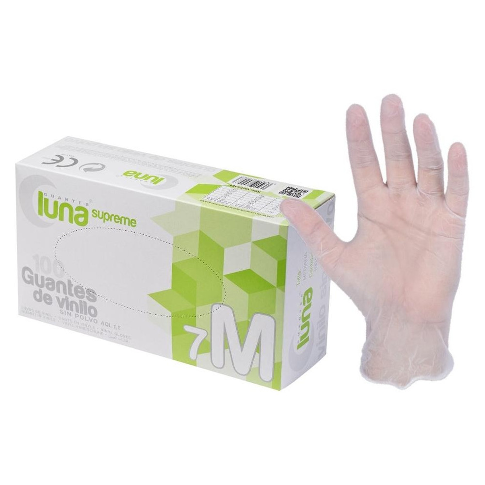 Omare Luna Guantes Vinilo Sin Polvo Talla S 100Uds