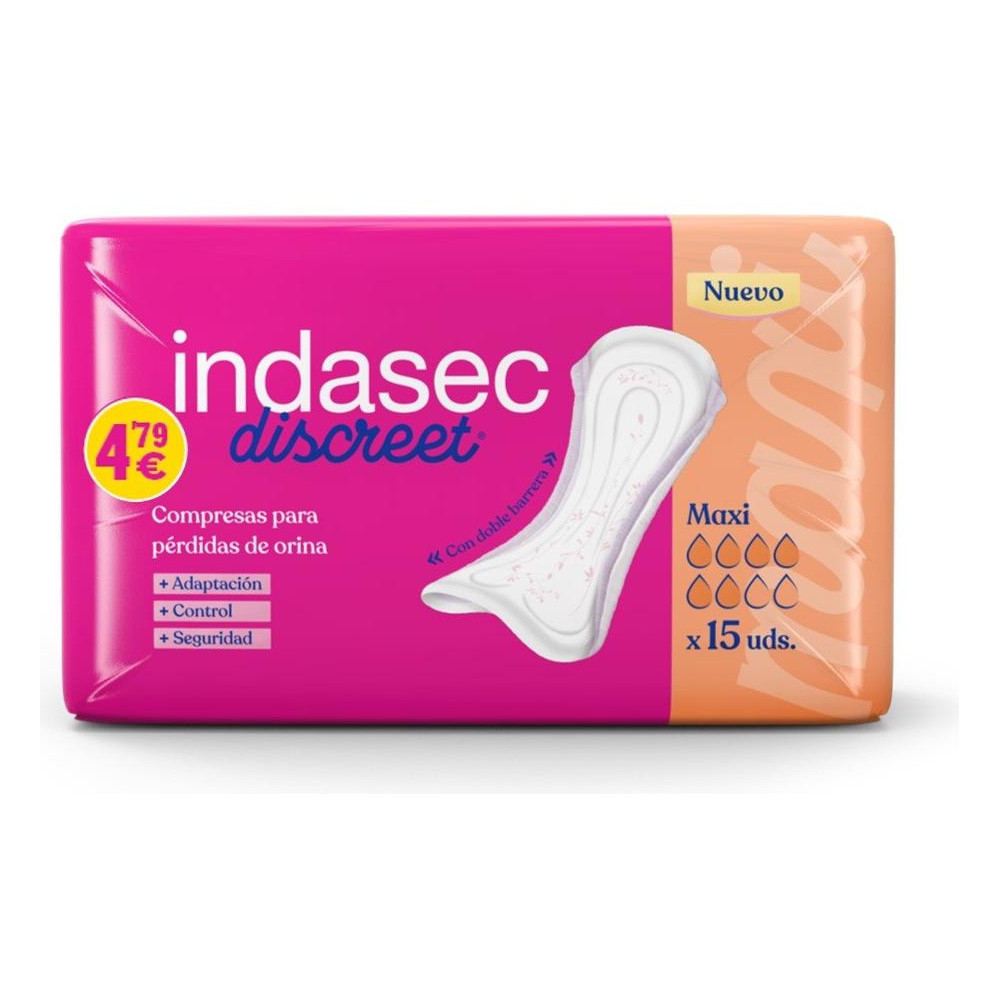 Indasec Discreet Indabox Maxi Compresas Para Pérdidas De Orina 15U