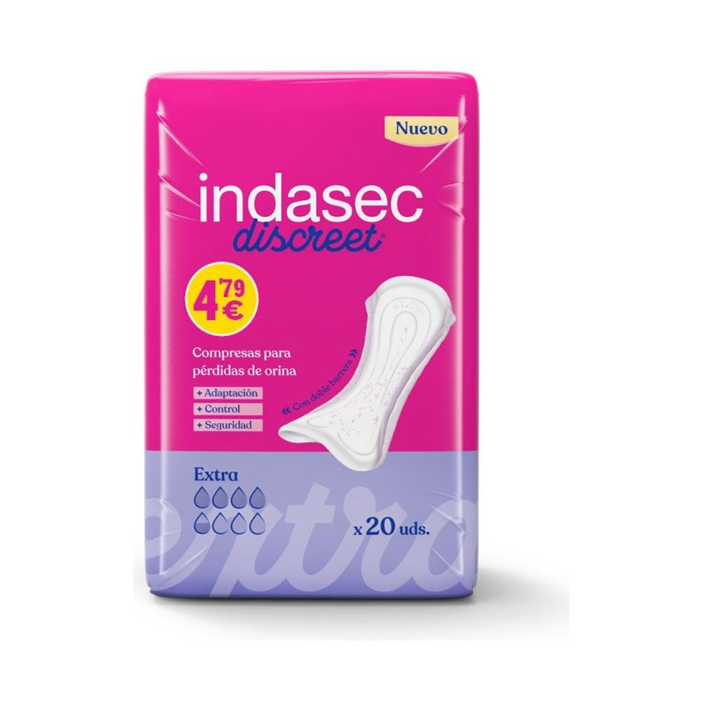 Indasec Discreet Extra Compresas Para Pérdidas De Orina 20U