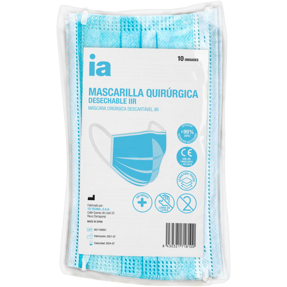 Interapothek Mascarillas Quirúrgicas Iir Azules 10 Uds