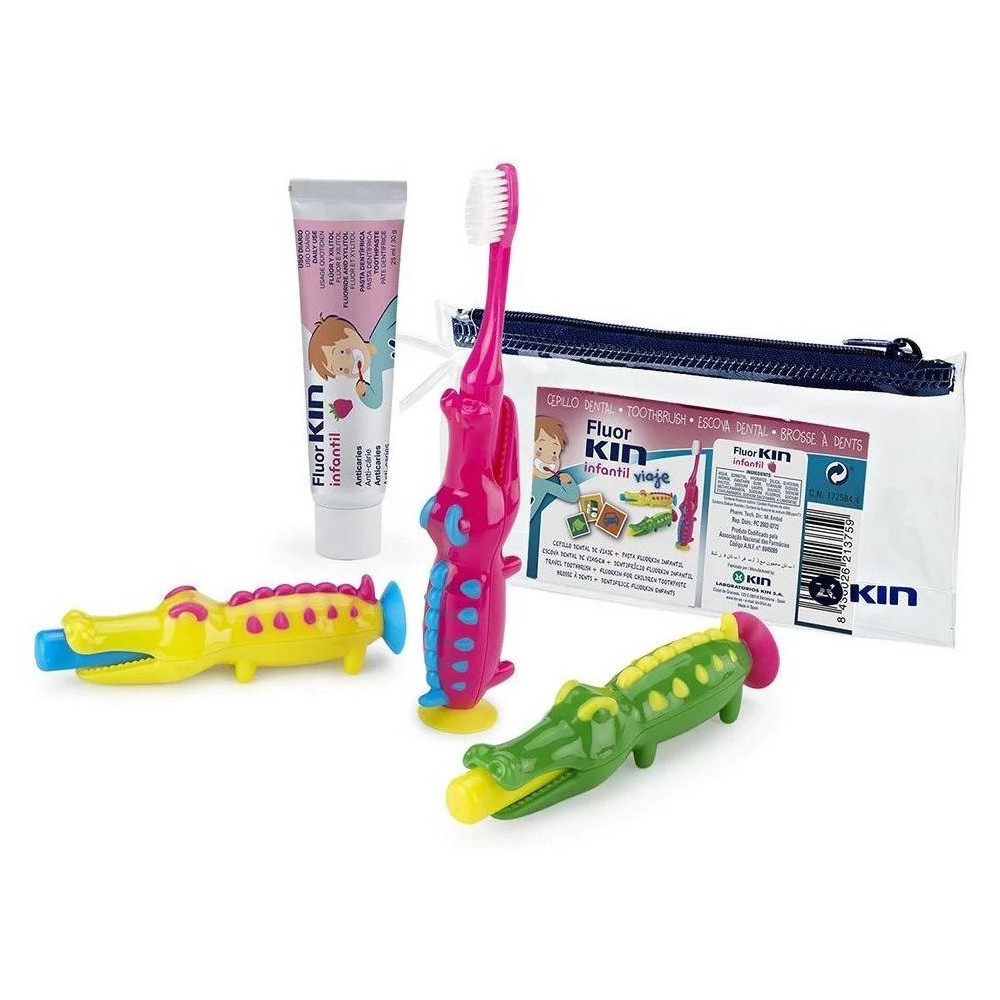 Kin Cepillo De Viaje Cocodrilo + Pasta Dental Infantil 1U + 25Ml