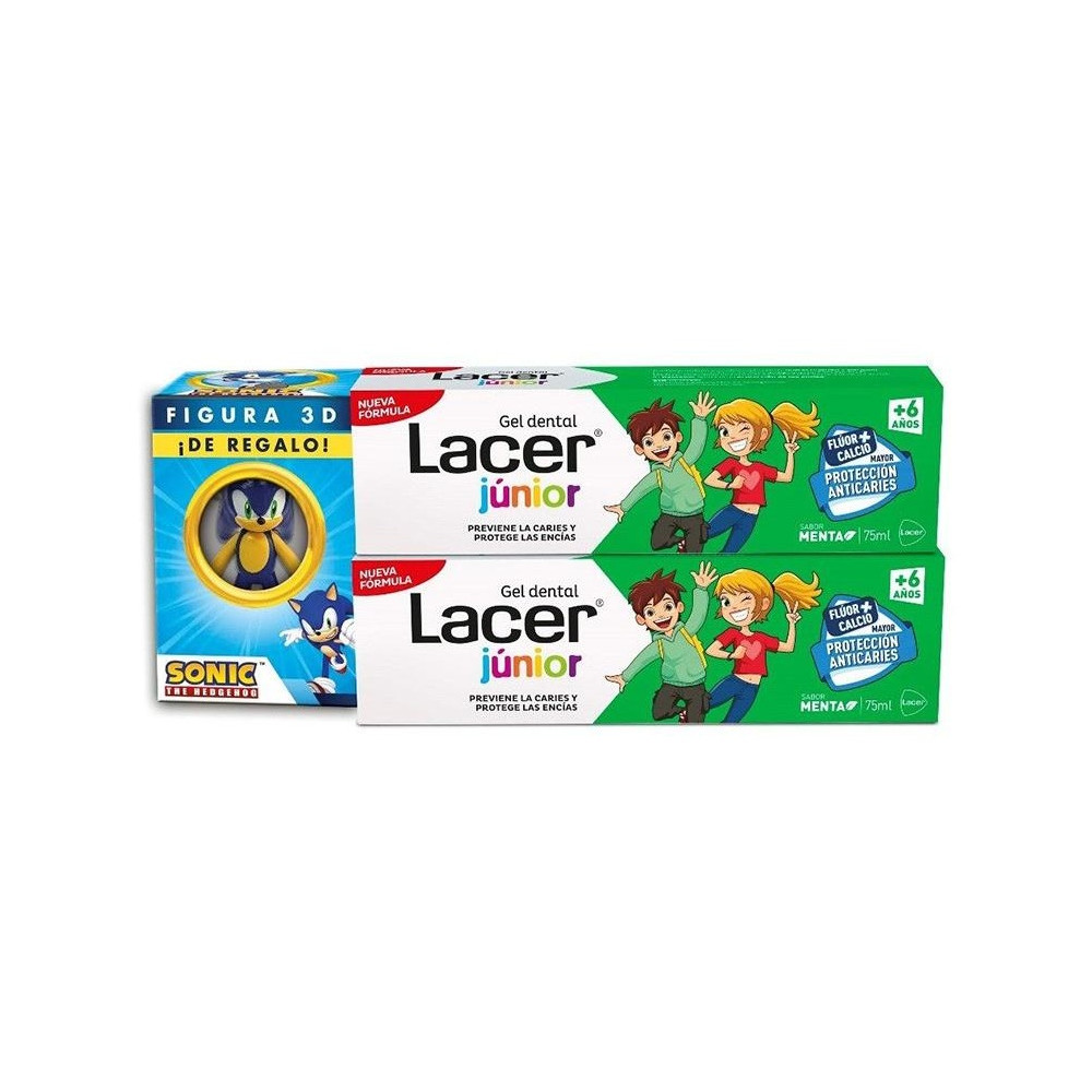 Lacer Júnior Pack Gel Dental Menta 2X75Ml + Figura Sonic