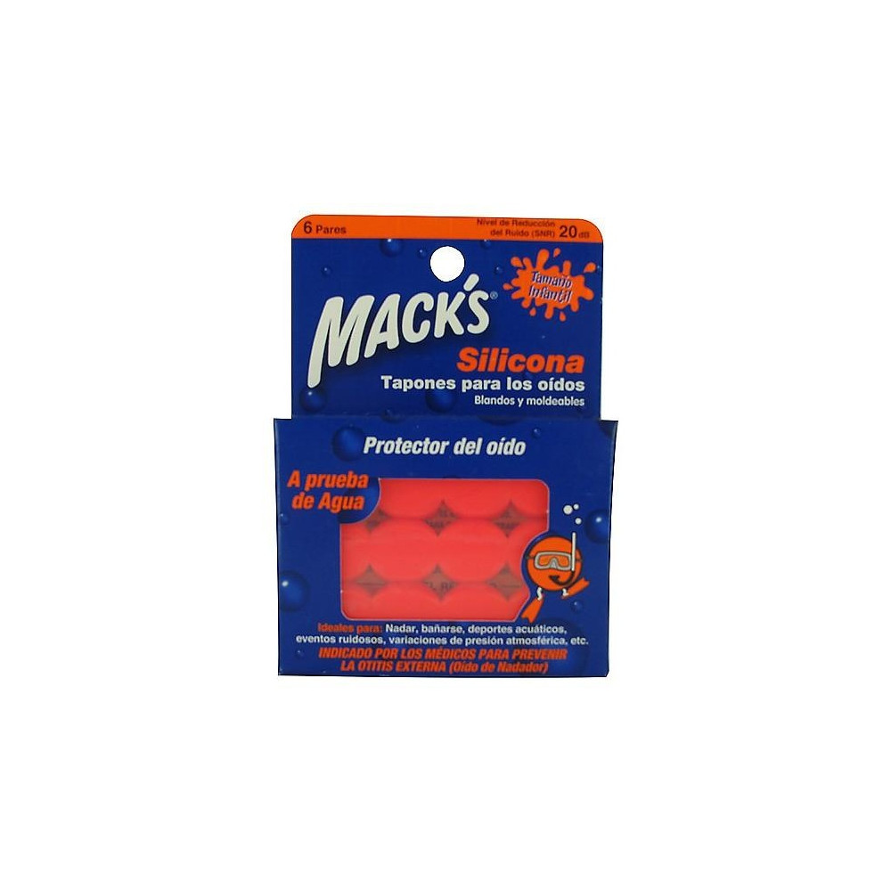 Tapon Oido Macks Silicona 12 Unidades Infantil