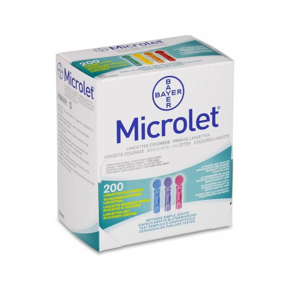 Microlet Lancetas De Colores, 200 Unidades