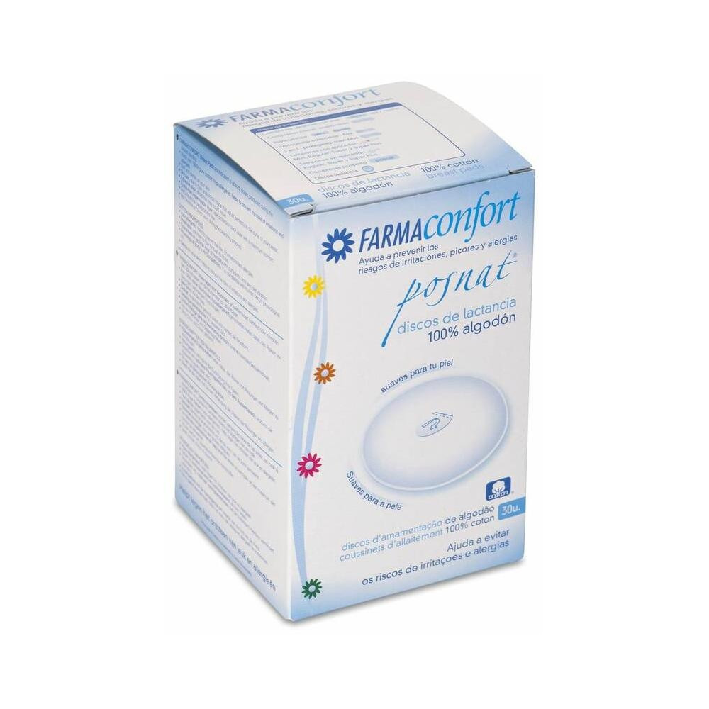 Farmaconfort Discos Absorbentes Lactancia 100% Algodón 30Uds