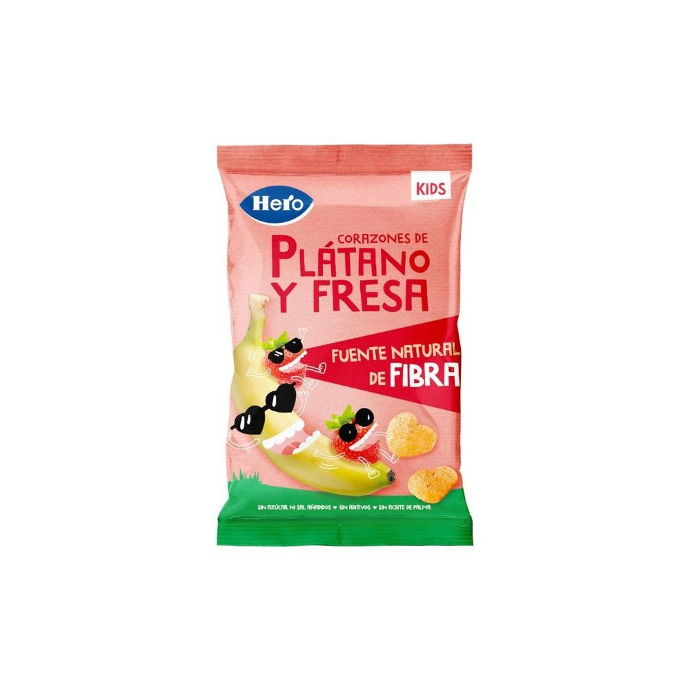 Hero Kids Corazones De Plátano Y Fresa 30G