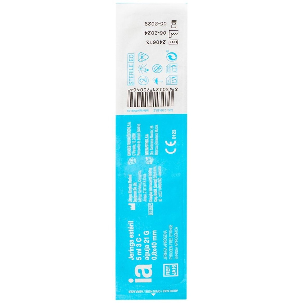 Interapothek Jeringa Estéril 5Ml Con Aguja 40/8Mm