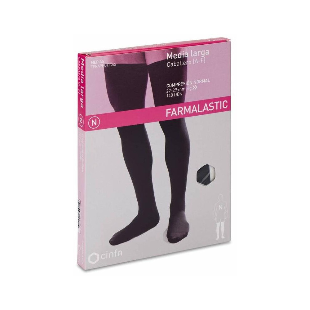 Farmalastic Media Larga Caballero De Compresión Normal Negro Talla Pequeña, 1 Par