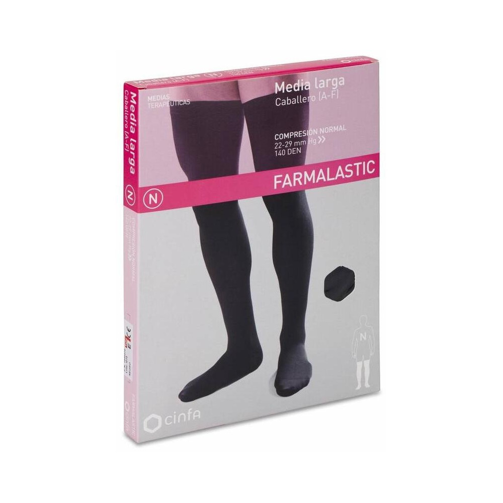 Farmalastic Media Larga Caballero De Compresión Normal Negro Talla Extra Grande, 1 Par