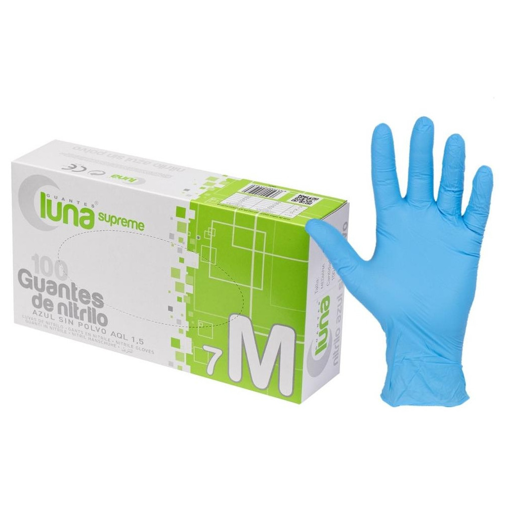 Luna Guantes De Nitrilo Azules Sin Polvo Talla Xl 100 Unidades