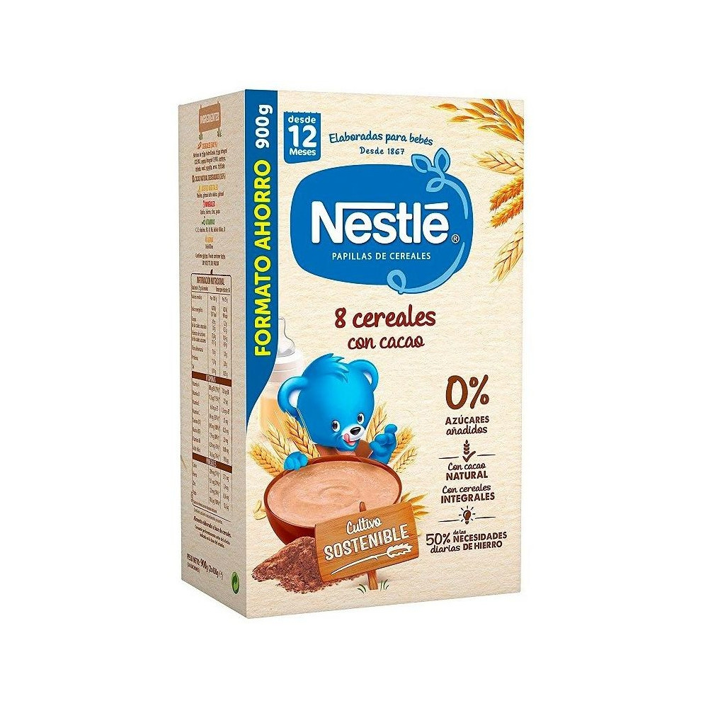 Nestlé Papilla 8 Cereales Con Cacao +12M 725G