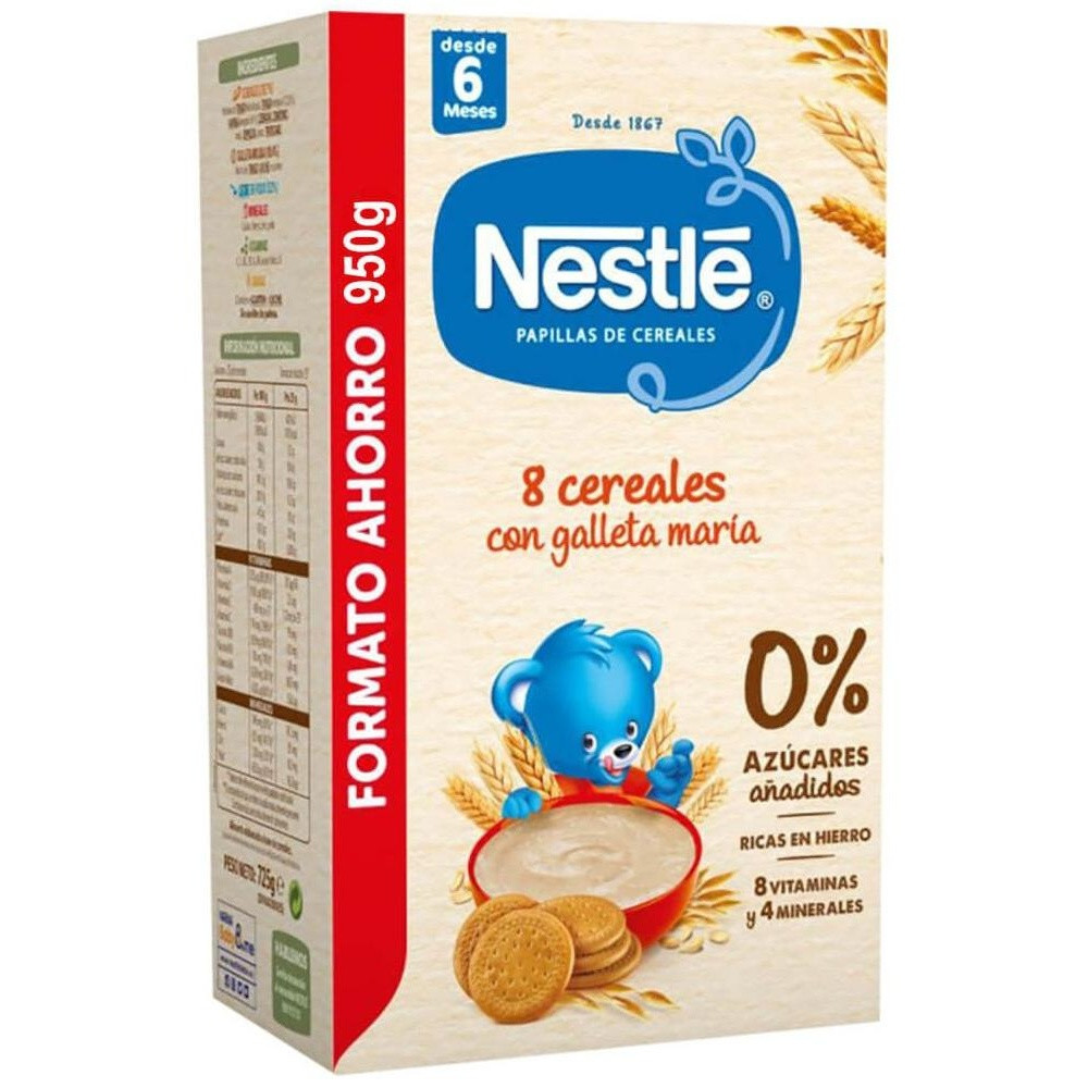 Nestlé Papilla 8 Cereales Galleta Maria 0% Azúcar Añadido 950G