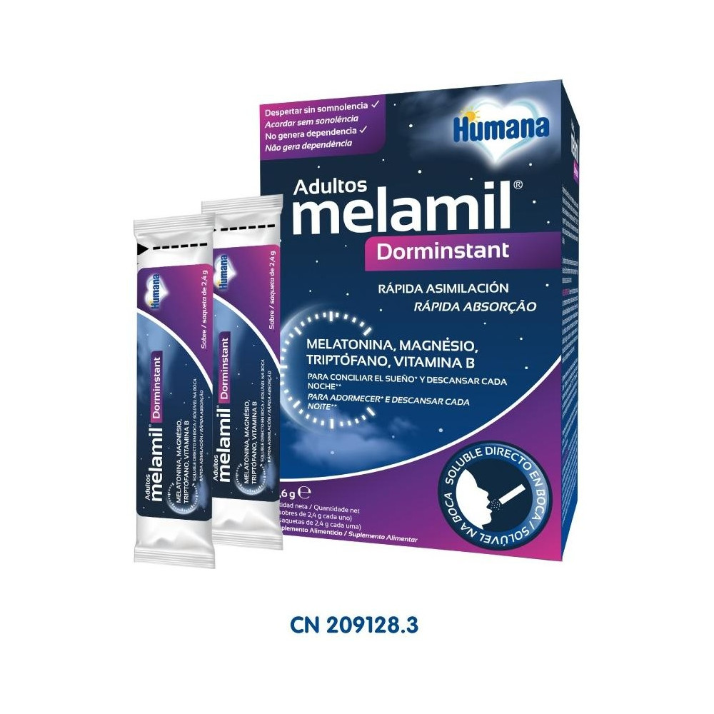 Melamil Dorminstant Adultos Complemento Alimenticio En Sobres.