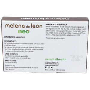 Neovital Health Neo Melena De León Suplemento Para Beneficiar Al Sistema Digestivo Y Nervios 60 Cápsulas