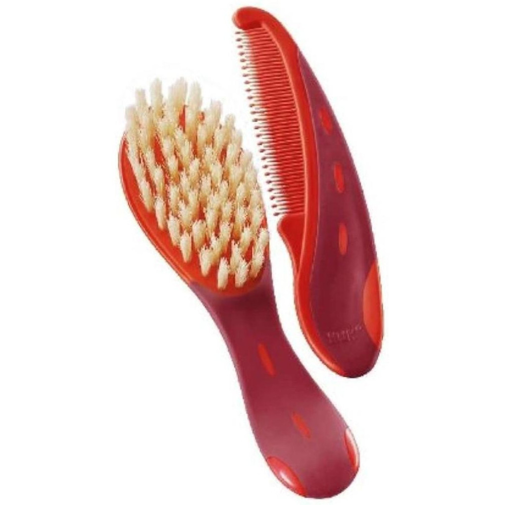 Nuk Cepillo + Peine Bebé Cabello Natural Rosa