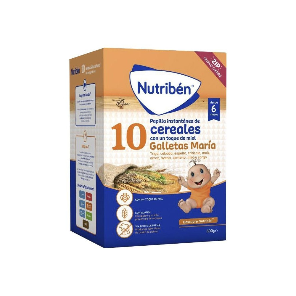 Nutribén Papilla 10 Cereales Con Miel Y Galleta María 600G