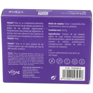 Vitae Vitarlic Forte Suplemento Dietético En 30 Tabletas