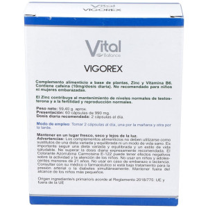 Vital Ballance Vigorex Para La Vitalidad Masculina 60 Cápsulas