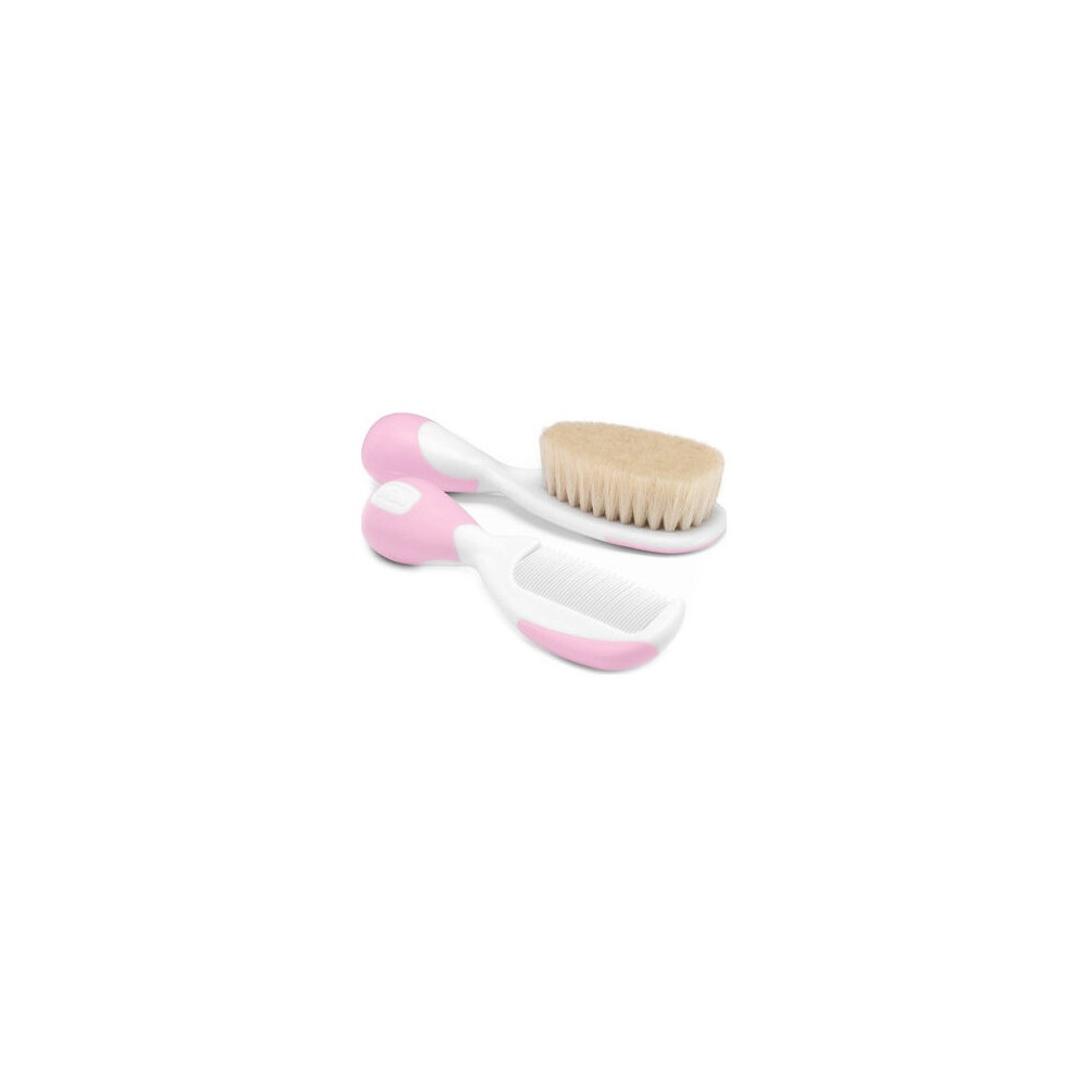 Chicco Pack Cepillo Y Peine De Pelo Natural Rosa 0M+