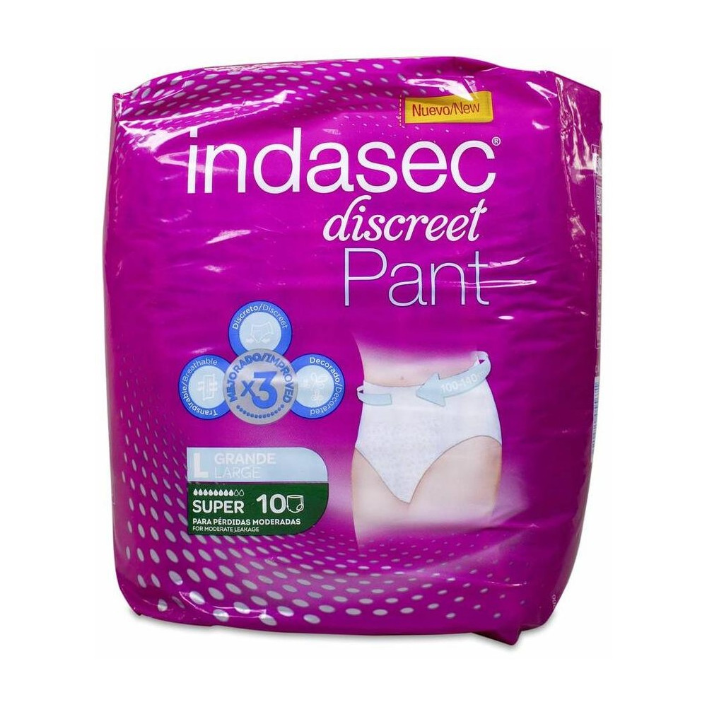 Indasec Discreet Pant Super Talla Grande, 10 Uds