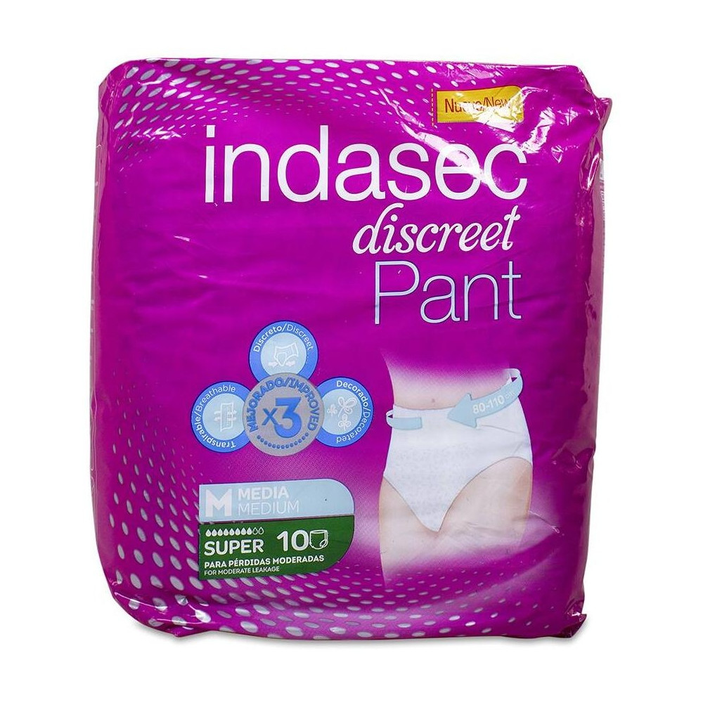 Indasec Discreet Pant Súper T-M, 10 Uds