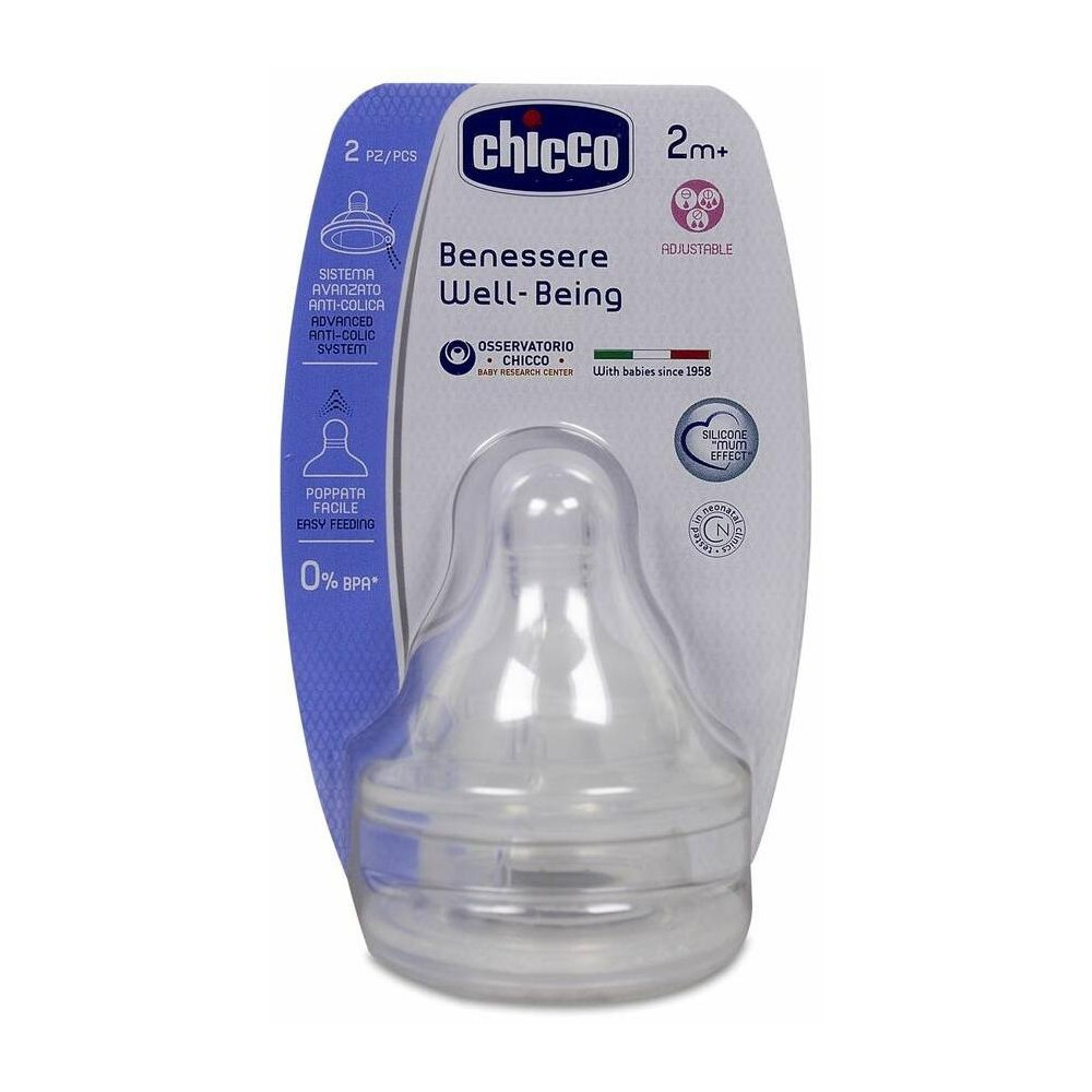 Chicco Tetina Fisiológica Well-Being De Silicona 2M+ 3 Posiciones, 2 Uds