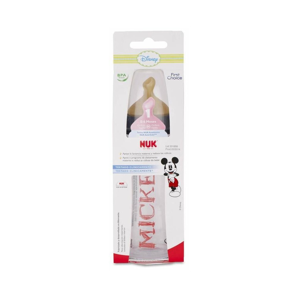 Nuk Biberón Fc+ Pp Con Tetina De Látex Mickey Mouse 0-6 Meses 300Ml