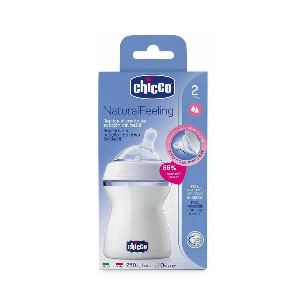 Chicco Biberón Natural Feeling 2M+ Gris 250Ml