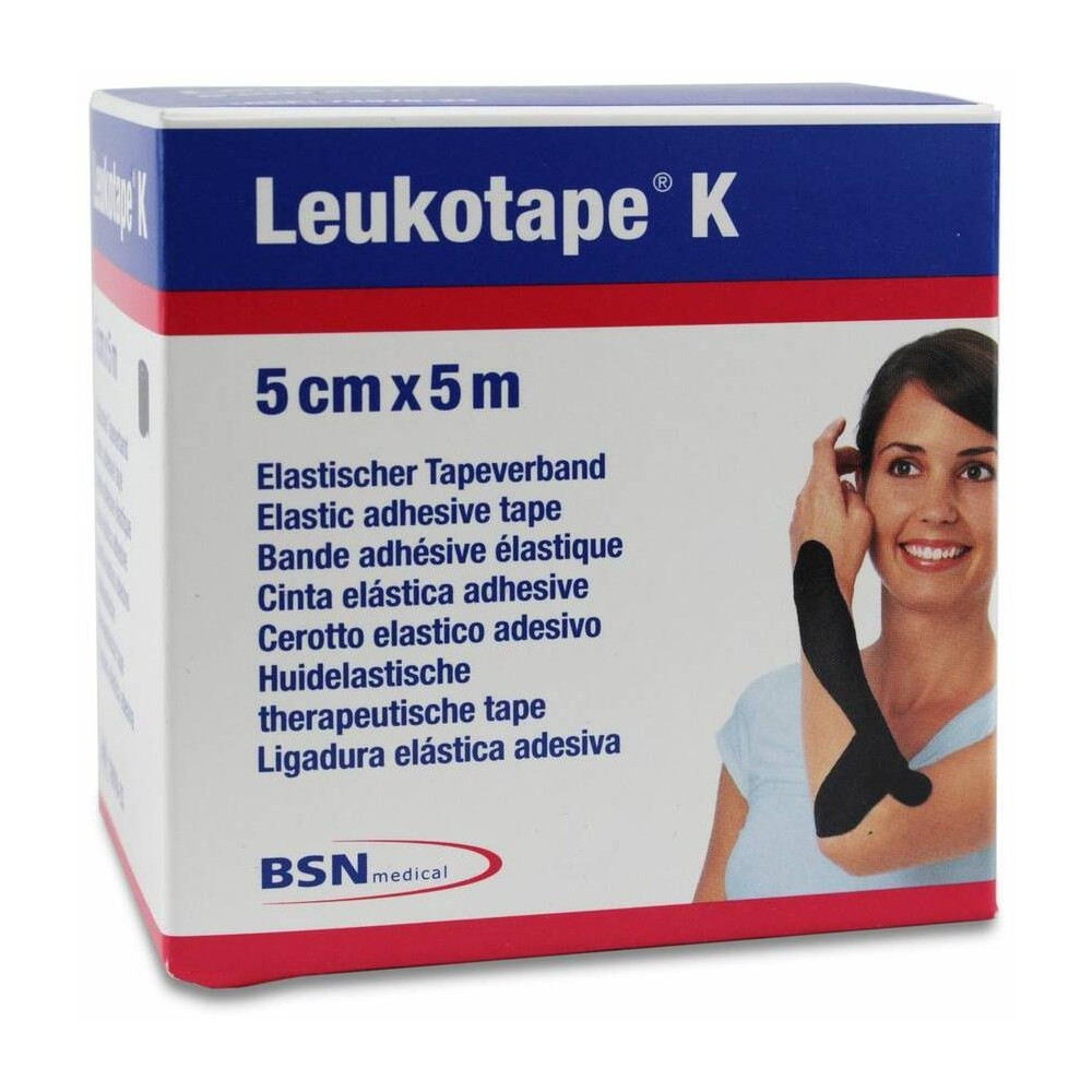 Leukotape K Cinta Autoadhesiva Elástica 5 Cm X 5 M Color Negro, 1 Ud