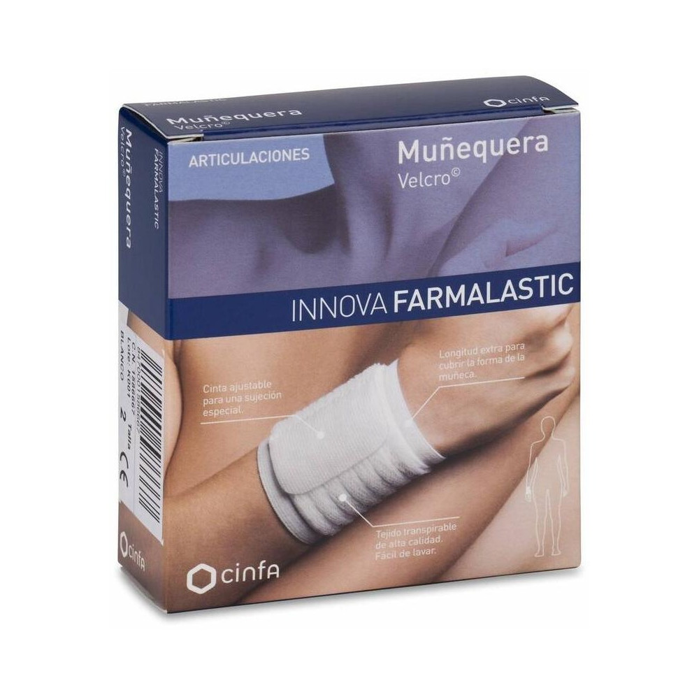 Farmalastic Innova Muñequera Velcro Blanca Talla Grande/Extra-Grande, 1 Ud