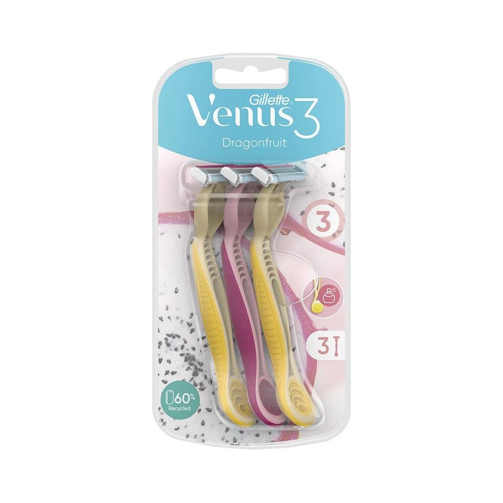 Venus3 Dragonfruit Cuchillas Depilación Desechables 3 U