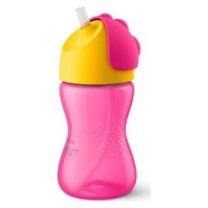 Vaso Con Pajita 300Ml. Rosa...