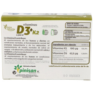 Pinisan Nutra Nature Vitaminas D3 + K2 60Caps