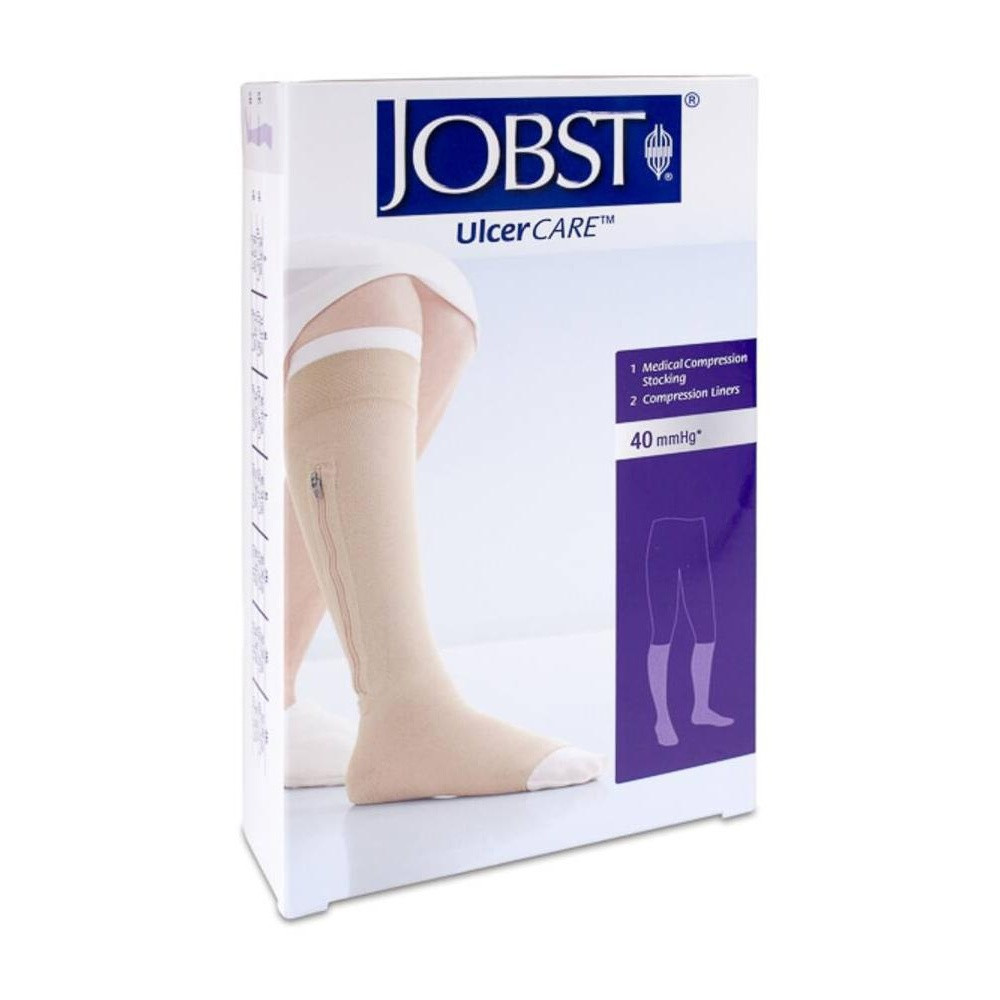 Jobst Ulcercare Media Compresión Fuerte Con Cremallera Izquierda Beige Talla S, 1 Ud