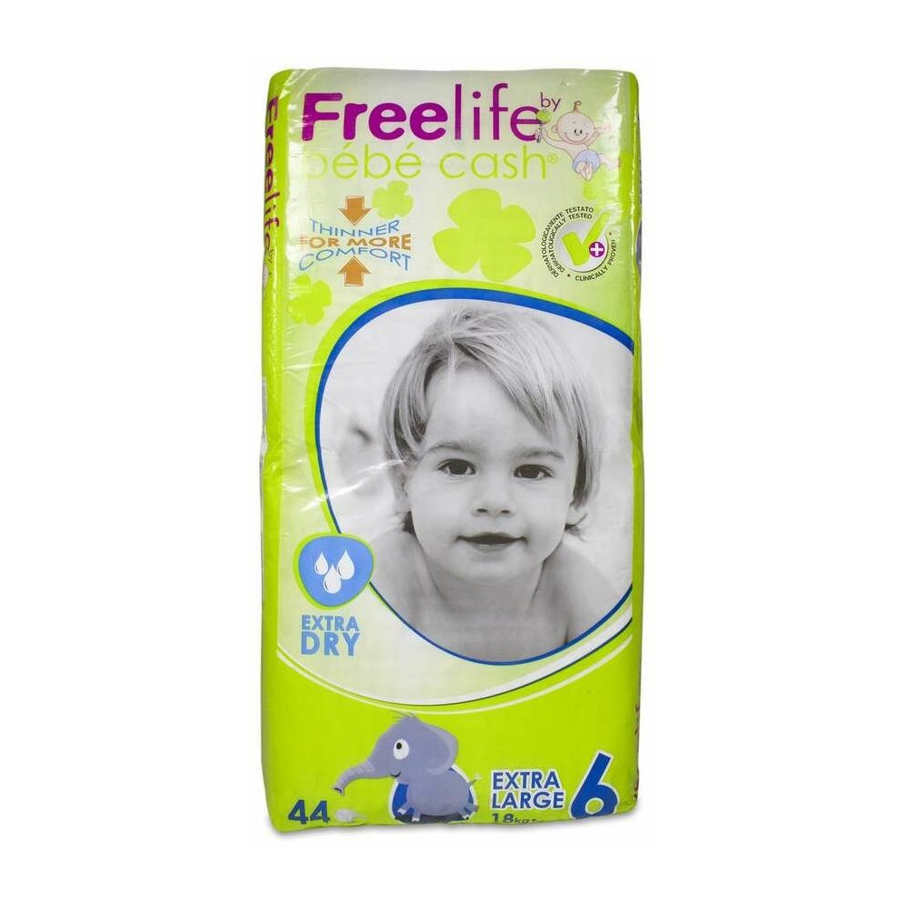 Freelife Cash 6 Pañal Bebé Extra Large +18Kg 44Uds