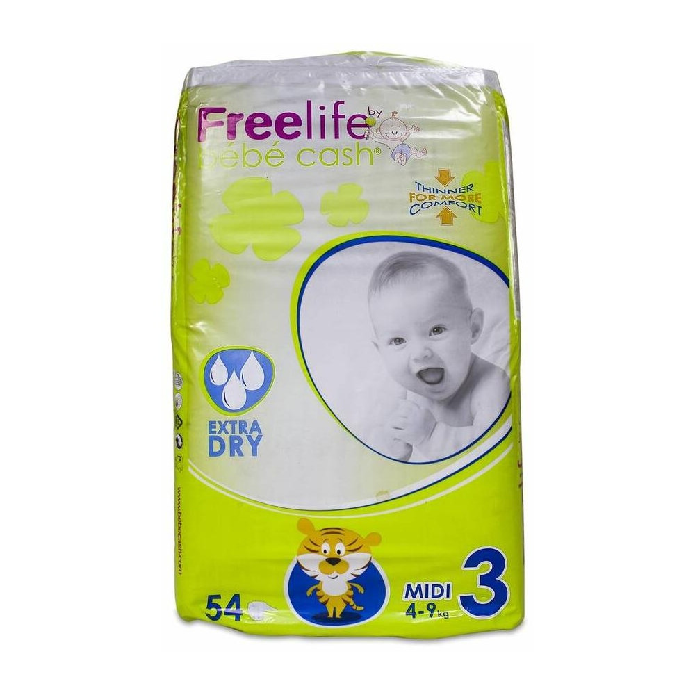 Freelife Pañal Bebé Midi Talla 3 4-9 Kg, 52 Uds