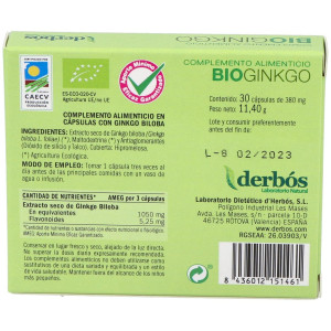 Derbós Bio Ginkgo Biloba 30Cáps